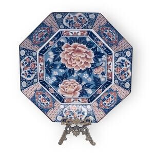 Vintage Japanese Lotus Blossom Toyo Octagon Porcelain 11" serving plate